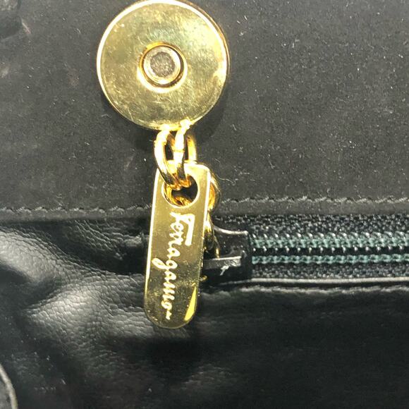 Salvatore Ferragamo Vara Soft Jeweled Studs Quilted Suede Medium Shoulder Bag - Picture 6 of 16